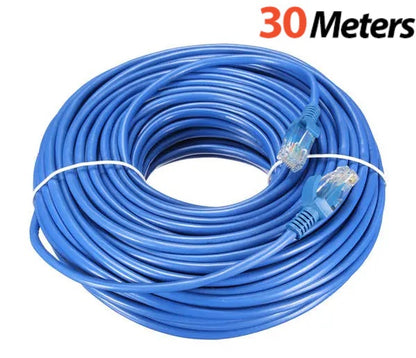 LAN cable Ethernet cable 30 metre blue coiled neatly for storage