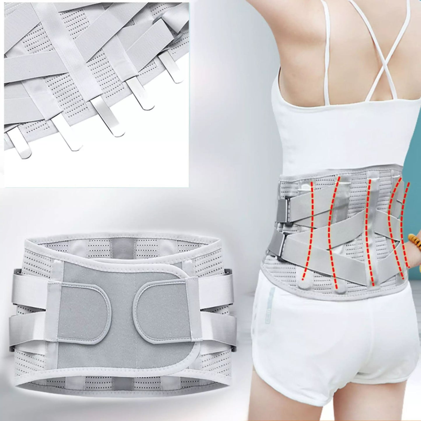 Close up of neoprene material on lumbar support belt
