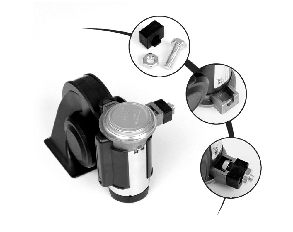 Electric car horn air horn 12V with chrome-plated aluminium parts