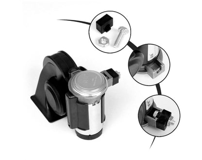 Electric car horn air horn 12V with chrome-plated aluminium parts