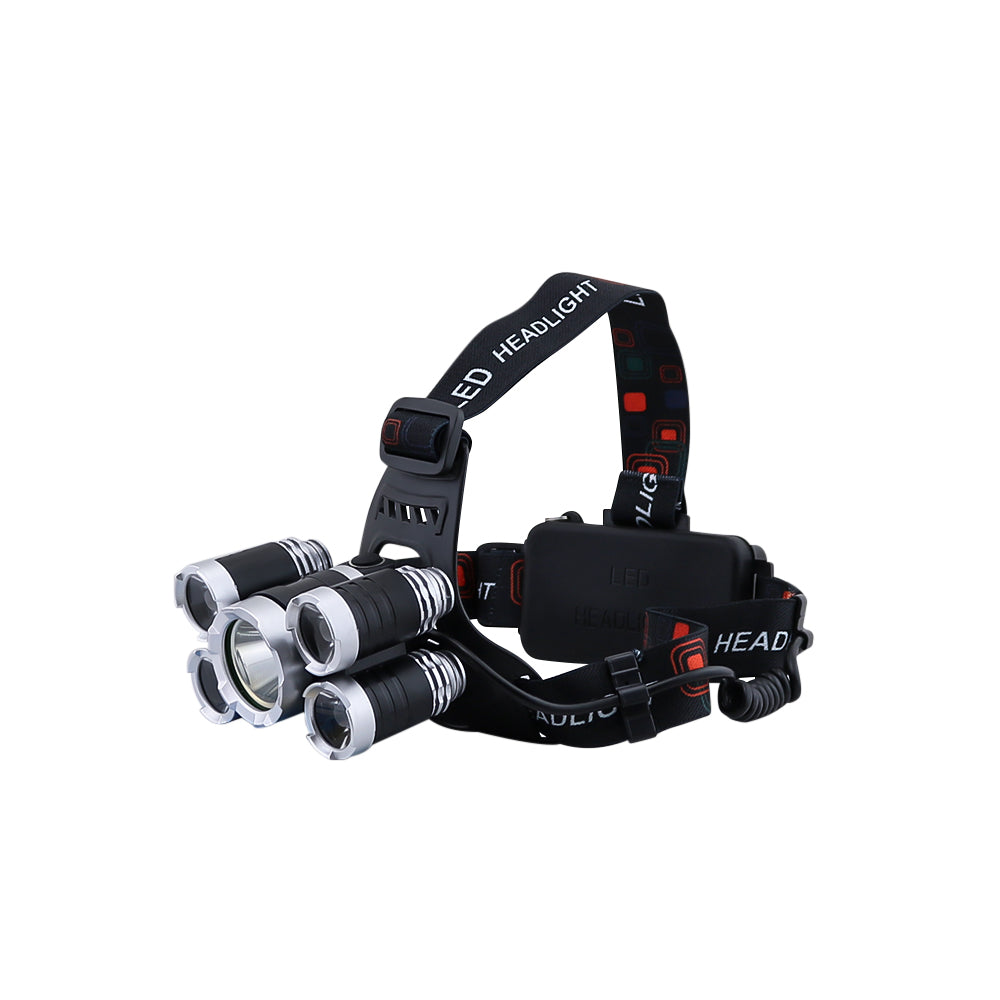 Rear view of LED outdoor headlamp with comfortable padded strap