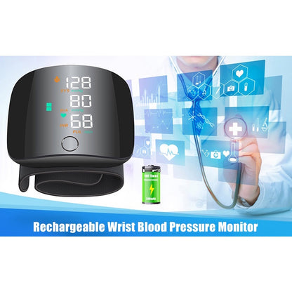 Blood pressure monitor showing voice broadcast feature in action