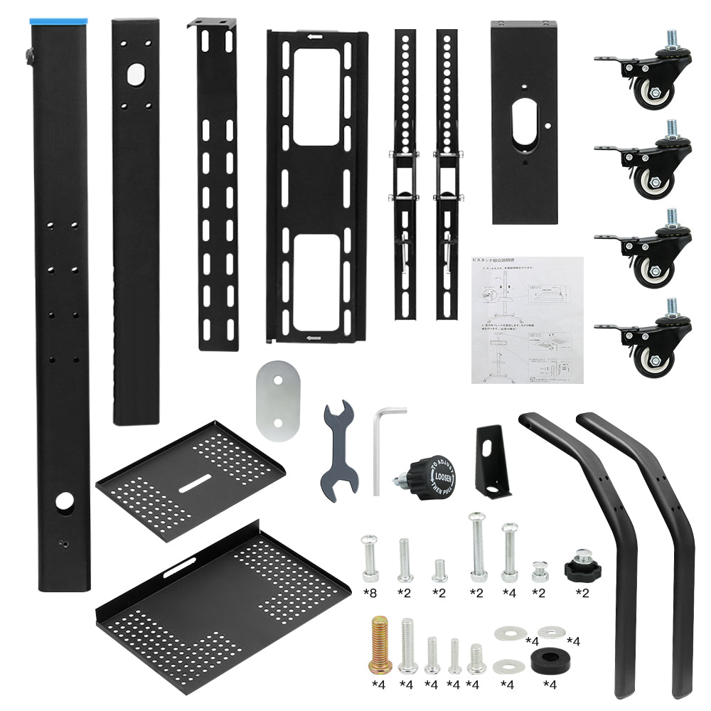 TV stand height adjustable wheels locked for stability