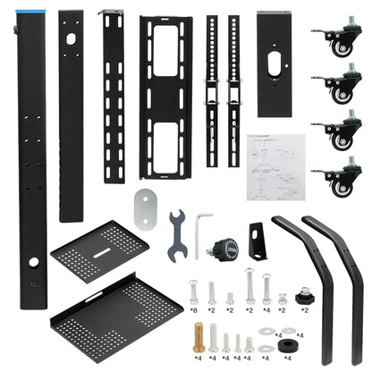 TV stand height adjustable wheels locked for stability