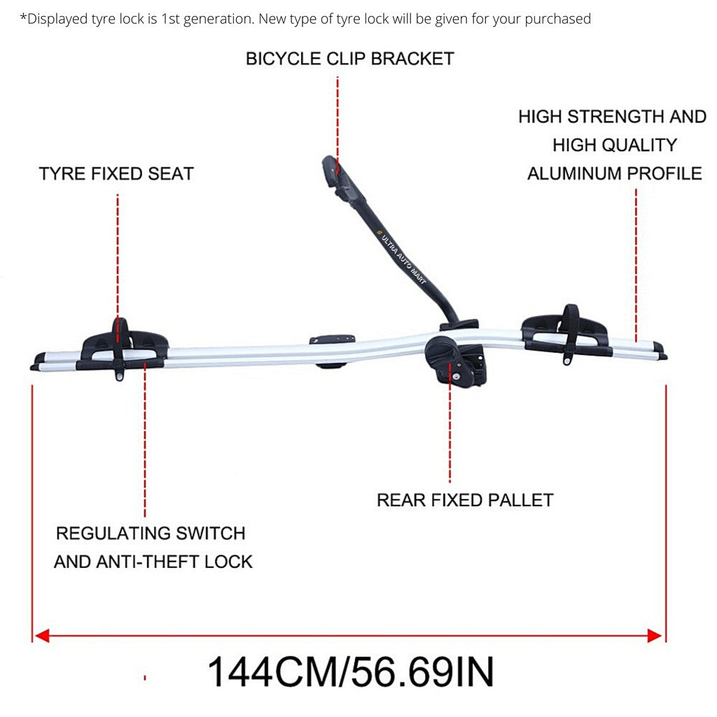 Bike rack car roof bicycle carrier installed on T-track roof rack
