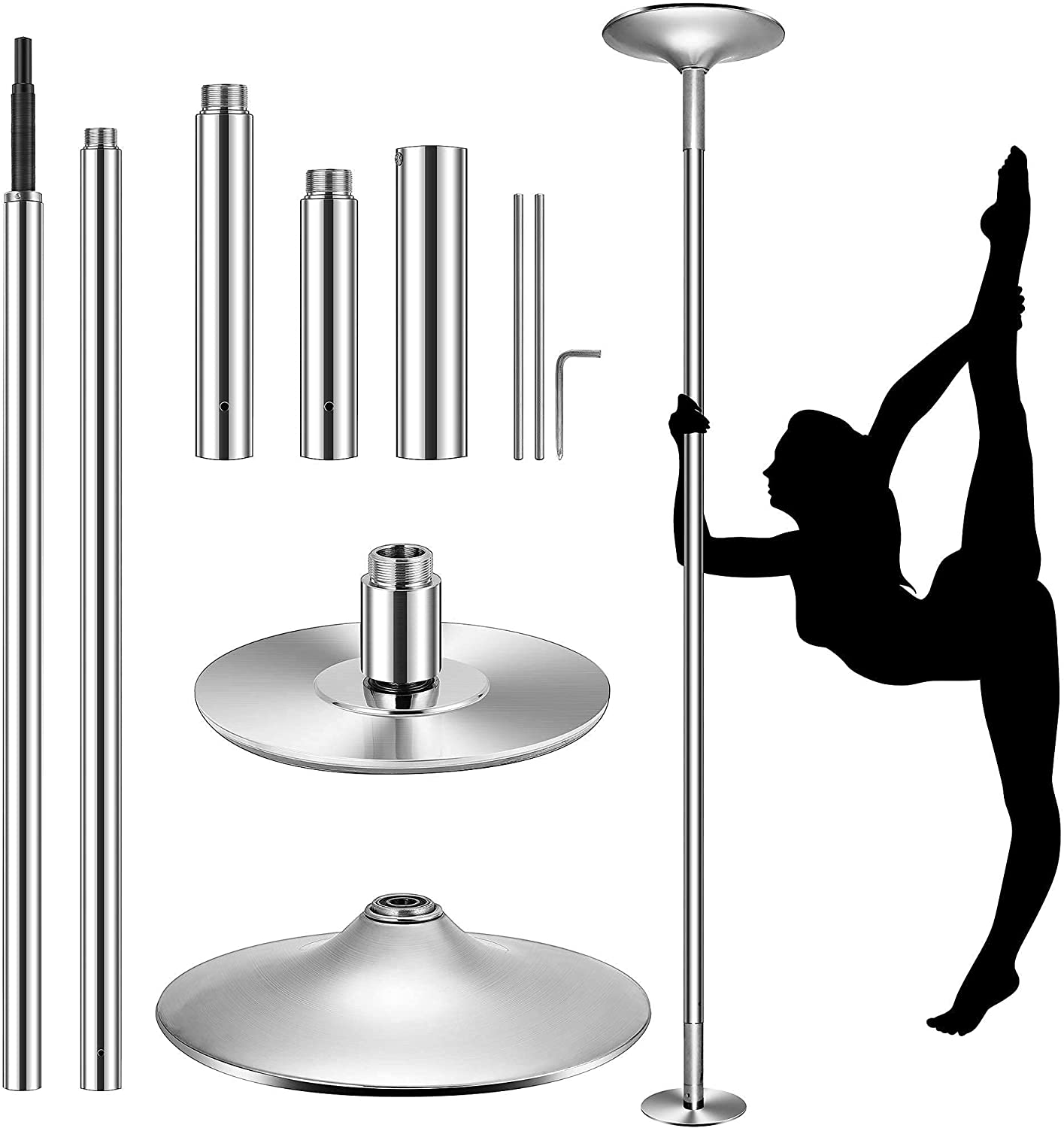 Base of dancing pole with dome support for ceiling pressure
