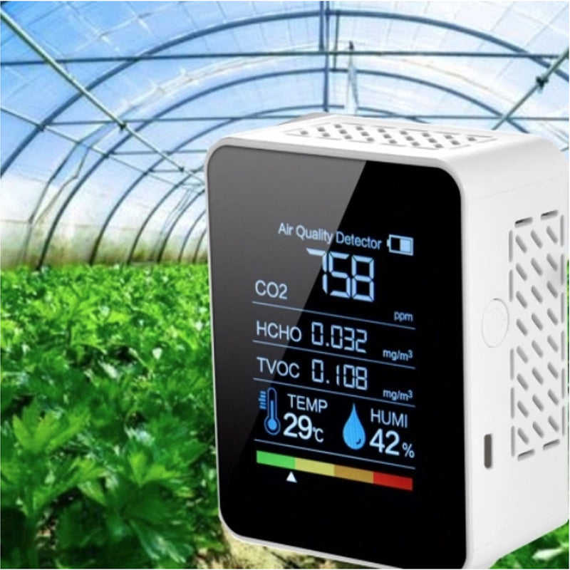 CO2 Detector Monitor Ppm Quality Indoor Air 5 in 1 Tester