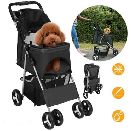 Handlebar of pet stroller 4 wheels with grip detail