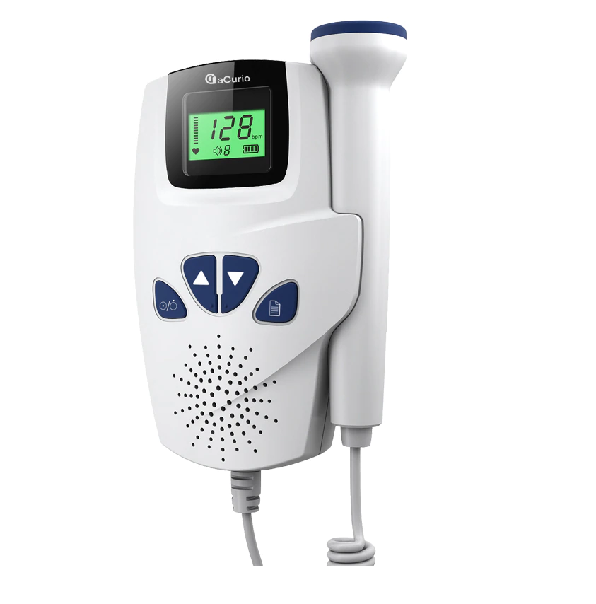 Portable fetal Doppler compact size 10 by 3 by 14 centimetres