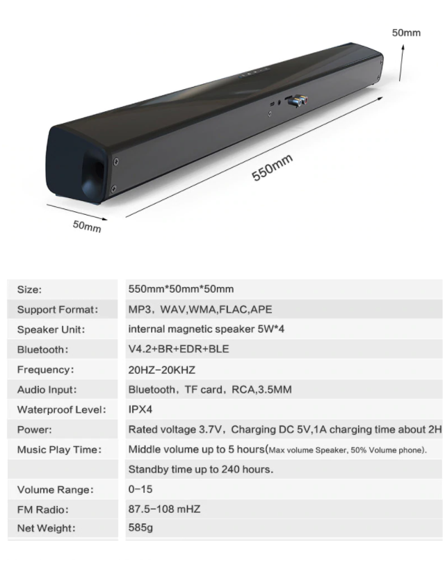 Bluetooth Soundbar Speaker Sound Bar