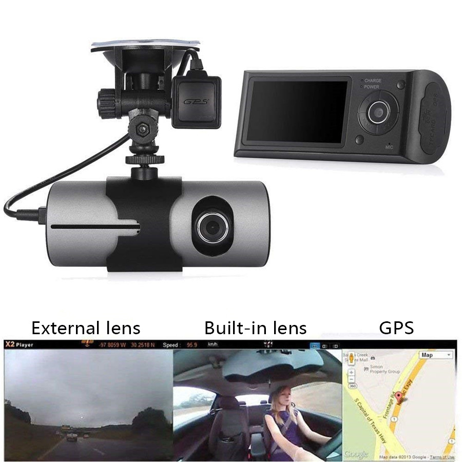 Night vision feature on dual car dash camera in low light