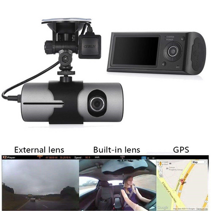 Night vision feature on dual car dash camera in low light