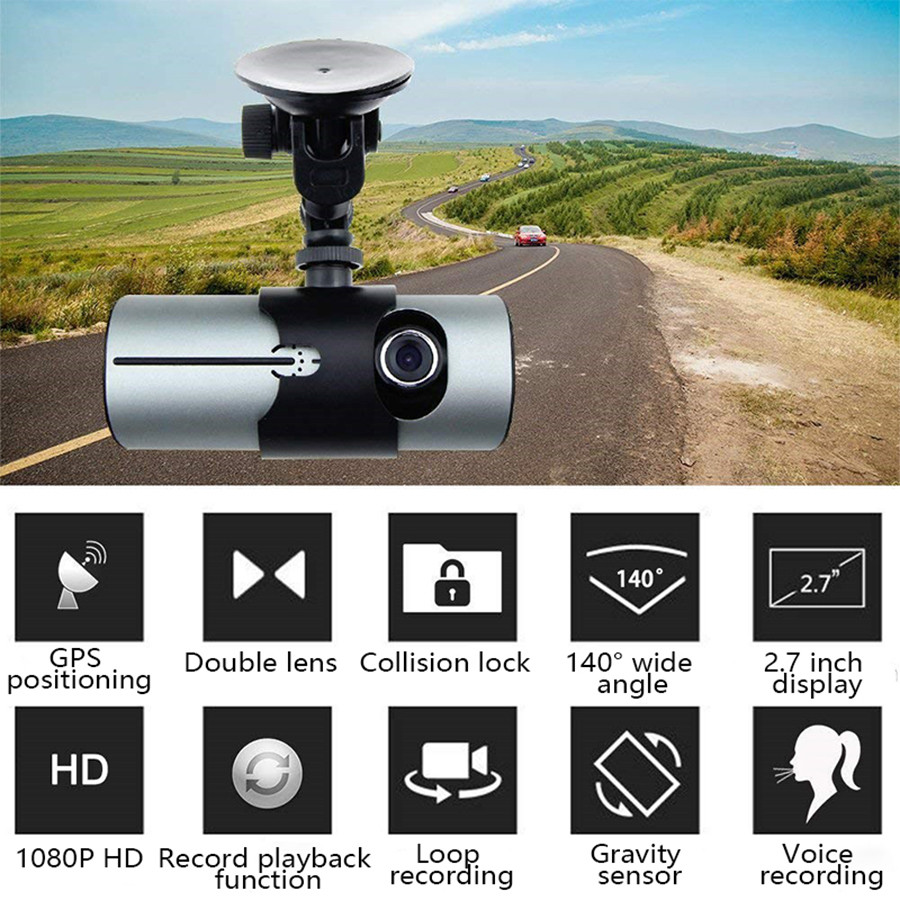 Motion detection alert on dual car dash camera LCD screen