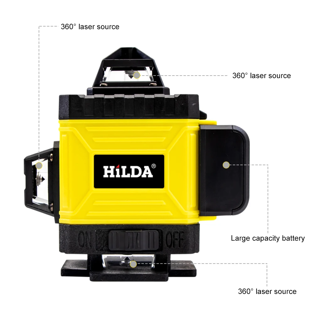 Top view of laser level with clear laser windows