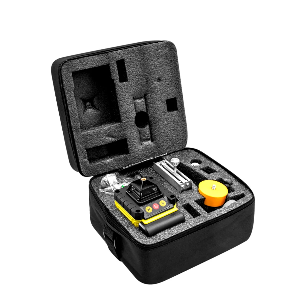 Top view of laser level with clear laser windows