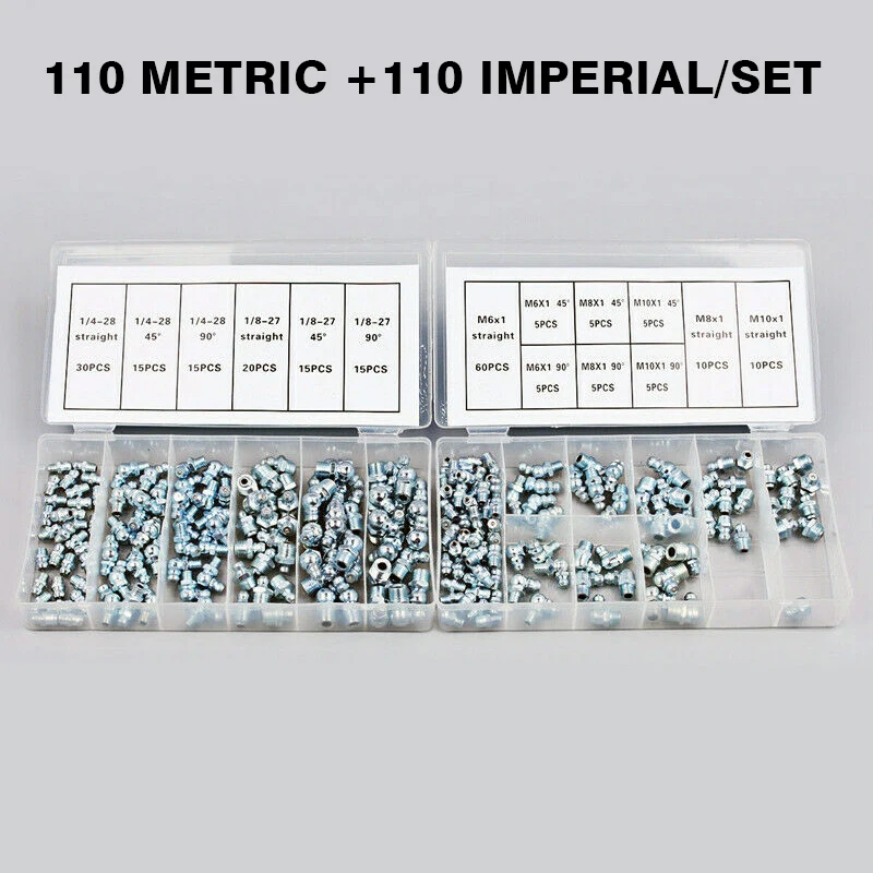 220pcs Hydraulic Grease Nipple Fitting Kit