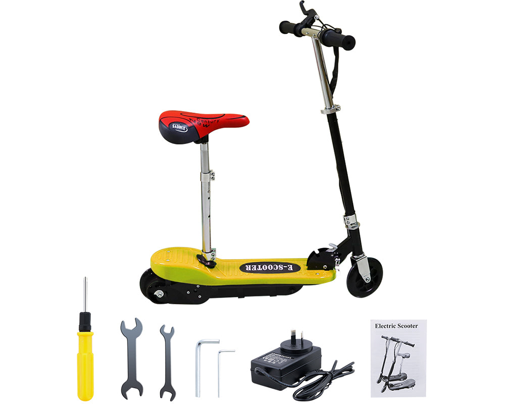 Kids electric scooter with chair folded compactly for easy storage