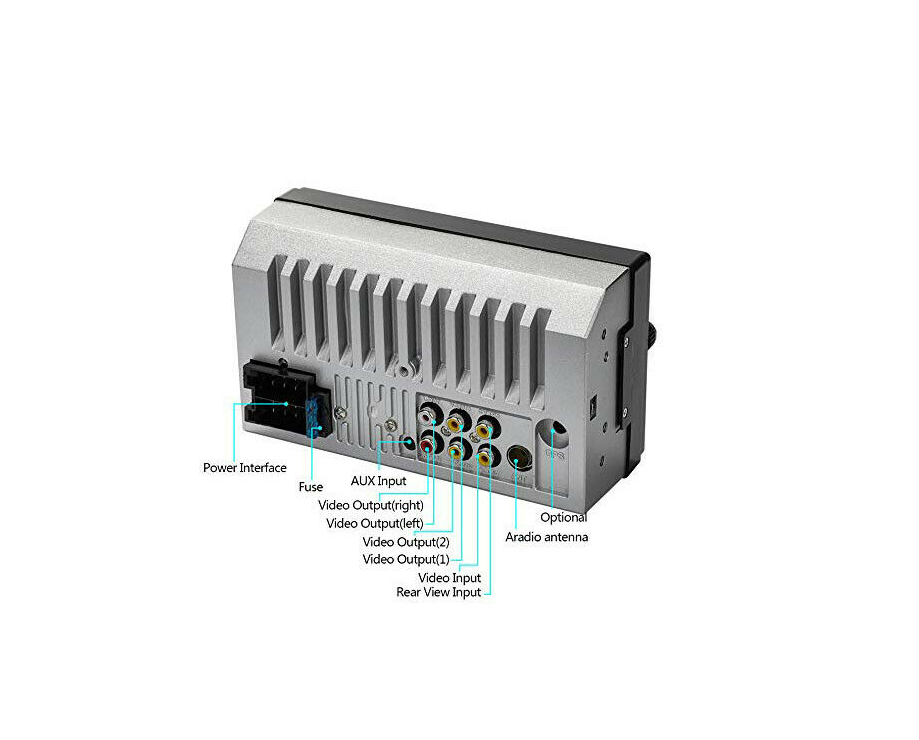 Rear view of Car Stereo system Touch Screen with wiring ports