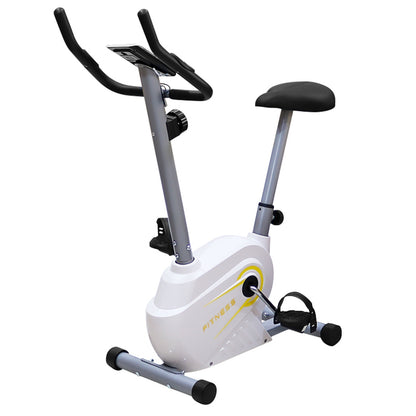 LCD screen on exercise bike showing time speed and calories