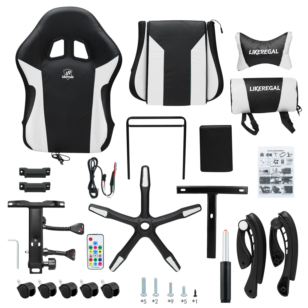 Gaming Chair – White with Footrest