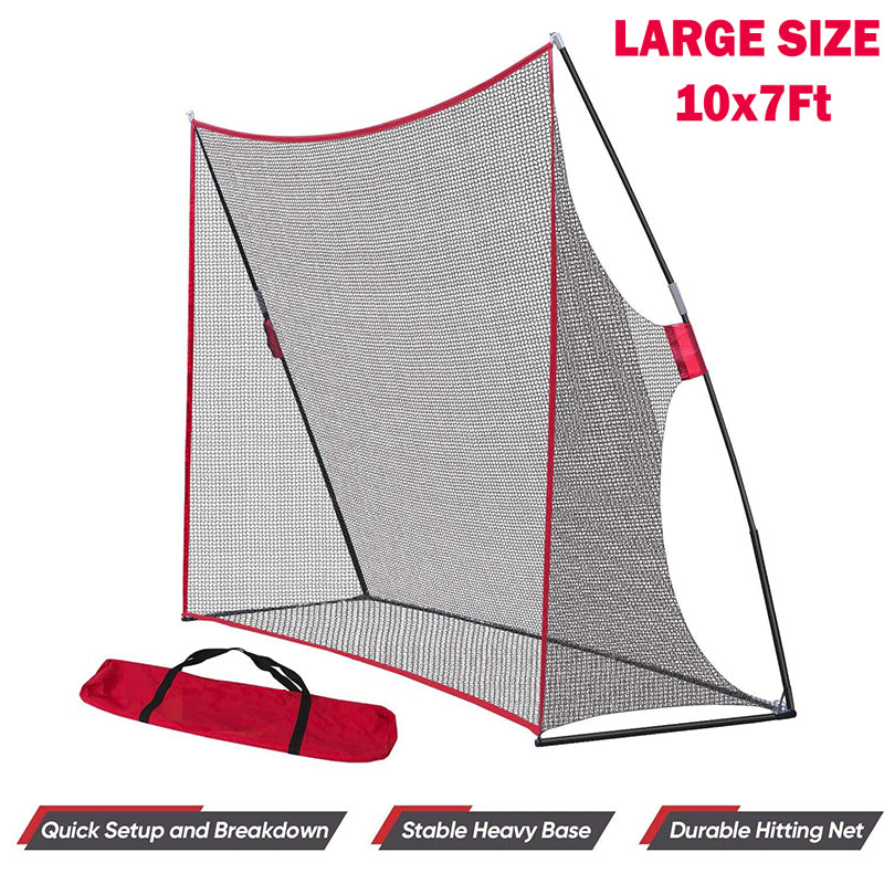Side angle of golf practice net steel frame and fiberglass poles