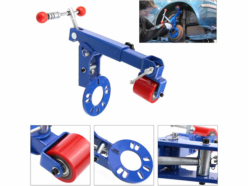 Compact fender roller tool at minimum length for tight spaces