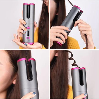 Top view of hair curler cordless showing temperature control area