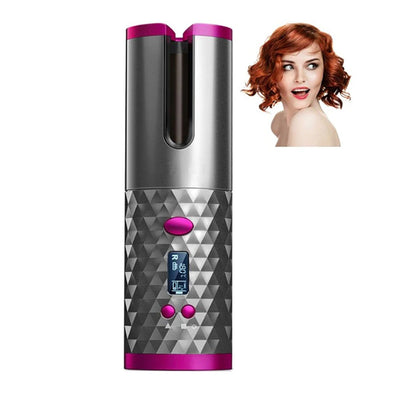 Hair curler cordless being held to style hair outdoors