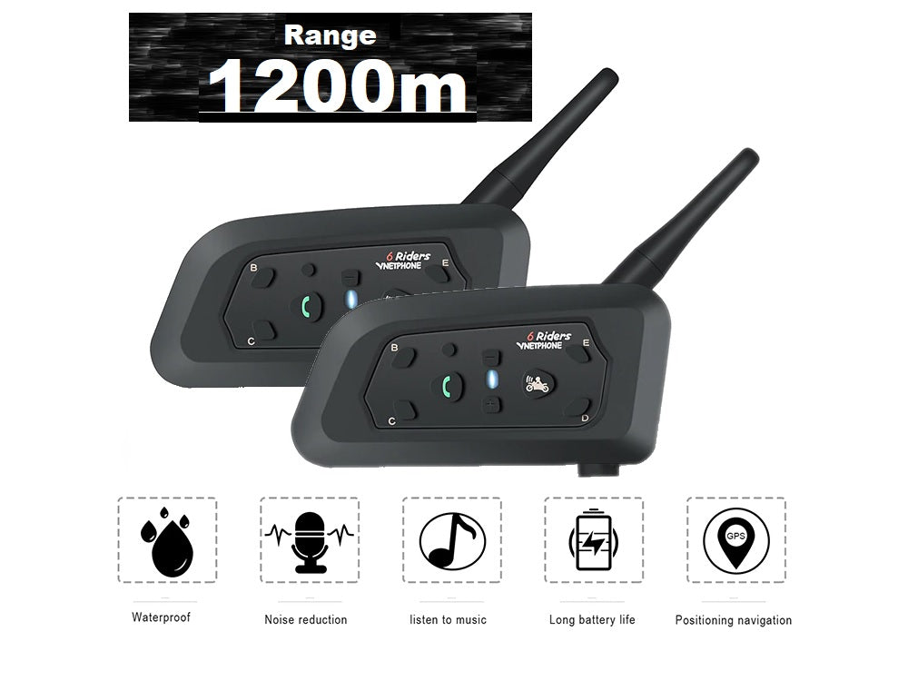 Motorcycle helmet intercom headset with GPS audio navigation in use
