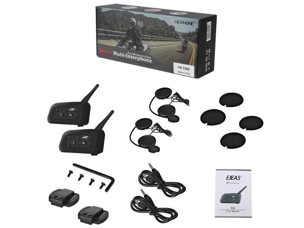 Waterproof motorcycle helmet intercom headset with clamp attachment
