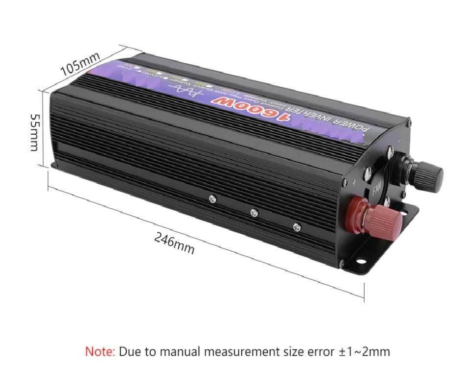 Pure sine wave inverter 12V connected to a car battery
