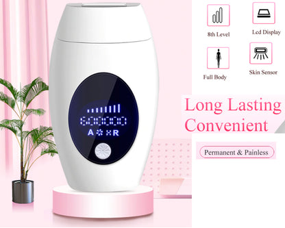 IPL laser hair removal device placed on bathroom bench with power cord