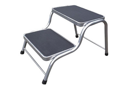 Double caravan ladder step folded for compact storage
