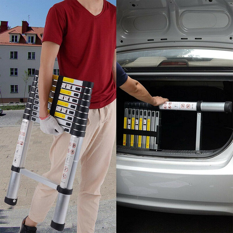 Rubber feet on telescopic ladder 32m protecting floor surfaces