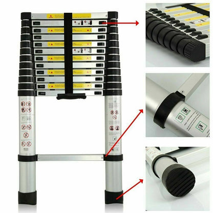 Telescopic ladder 32m aluminium used indoors on wooden floor