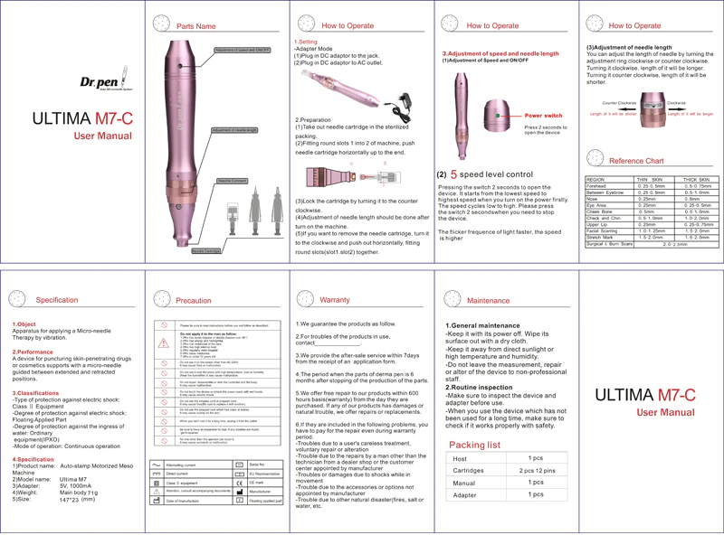 Derma Pen M7 demonstrating needle length adjustment feature