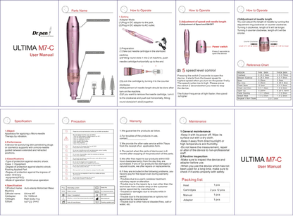 Derma Pen M7 demonstrating needle length adjustment feature