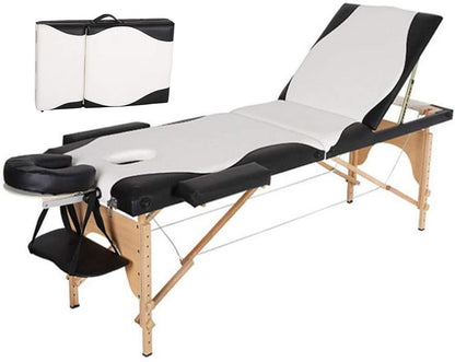 Side view of foldable massage table adjustable height feature