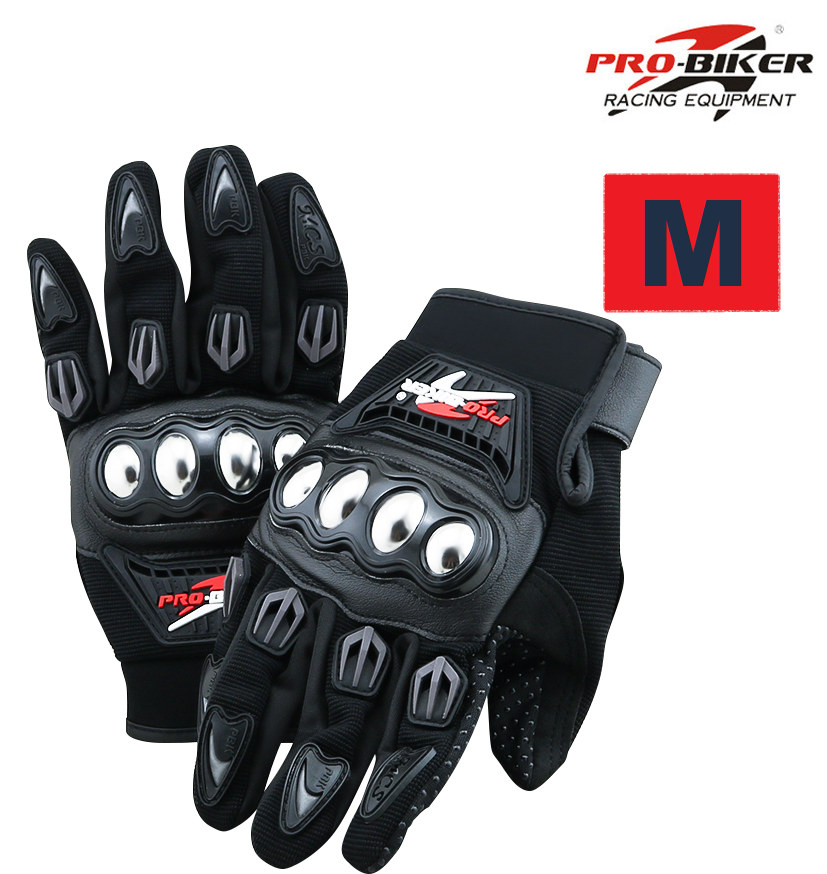 Side view of motorbike gloves with Velcro wrist adjustment