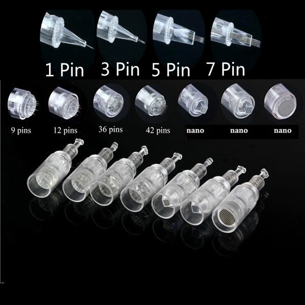 Derma pen needles cartridge 9 pin attached to microneedling device