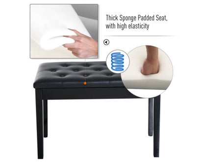 Piano stool sized for two people in black colour