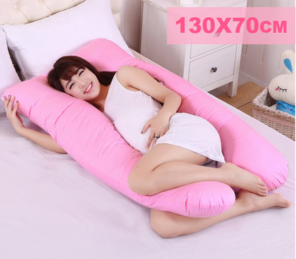 Side view of pregnancy pillow with cooling polyester fibre