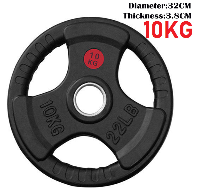 Side view of 10kg bumper weight plate with cast iron core