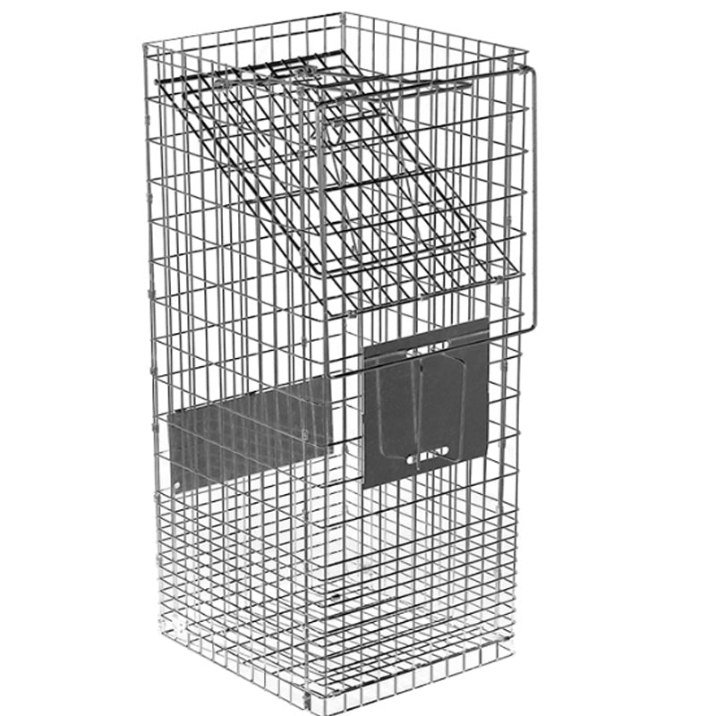 Top angle of possum trap large animal trap highlighting ventilated design