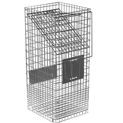 Top angle of possum trap large animal trap highlighting ventilated design