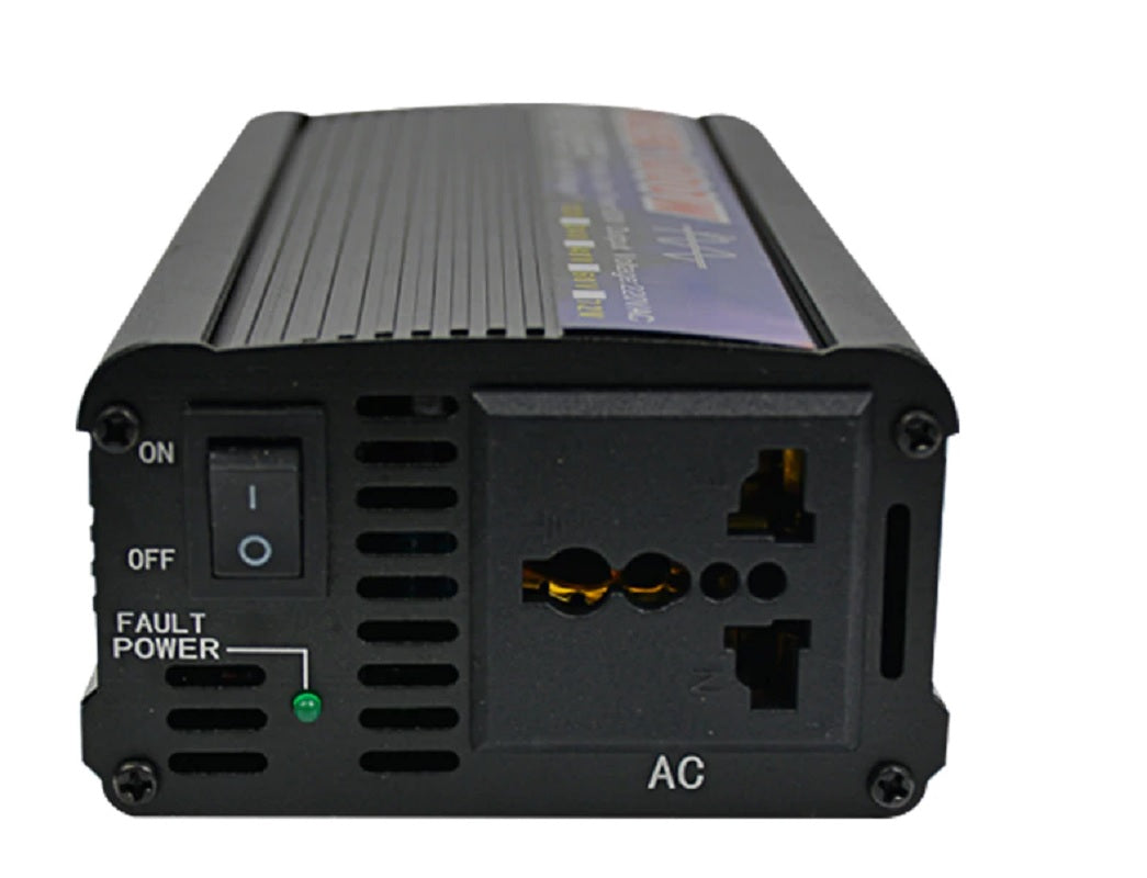 Back view of pure sine wave inverter 1000W 12V showing AC230V output