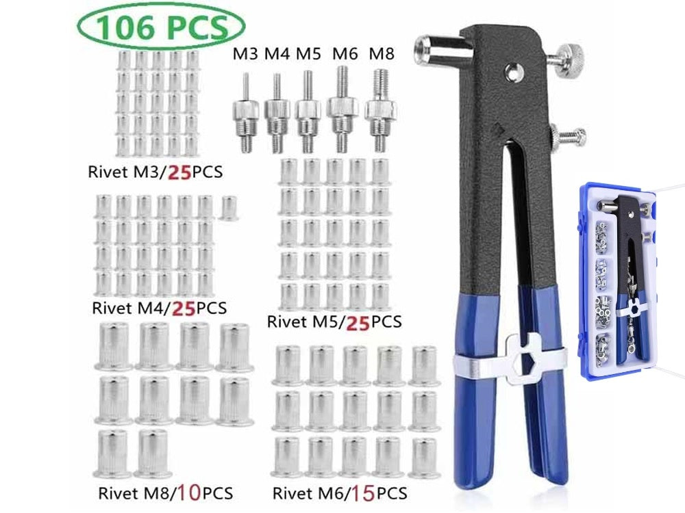 106pcs Rivet Nut Rivnut Tool Kit