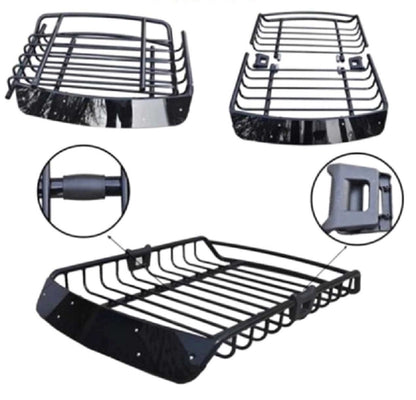 Close-up of black powder coating on roof rack basket steel