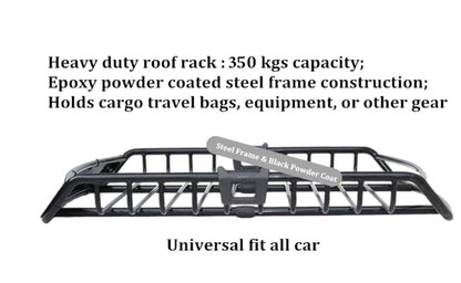 Universal roof rack basket showing spacious 140x98cm size