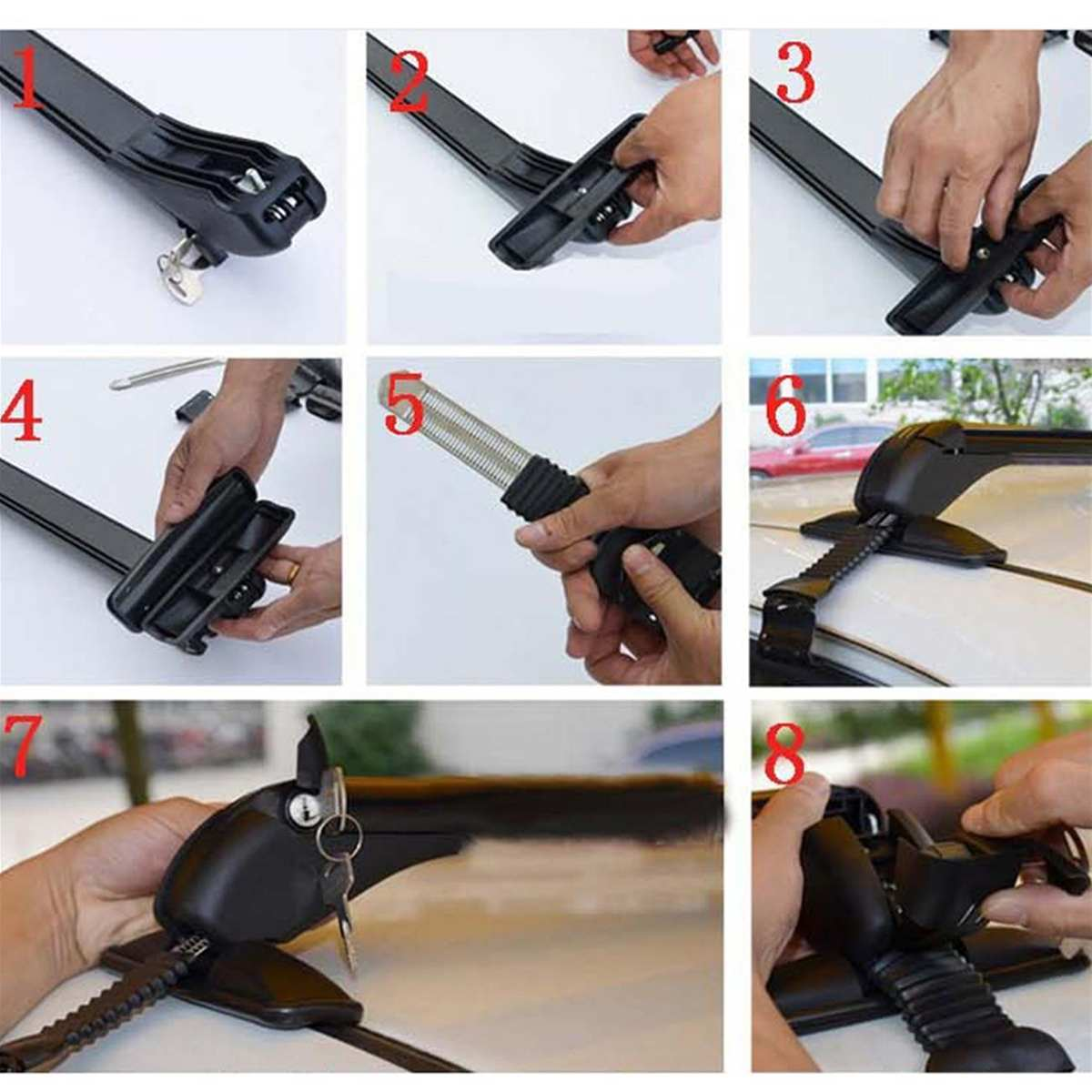 Universal roof rack carrying bikes on SUV roof